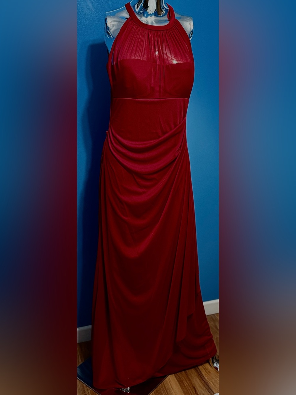 David's Bridal Crimson Halter Maxi Dress
